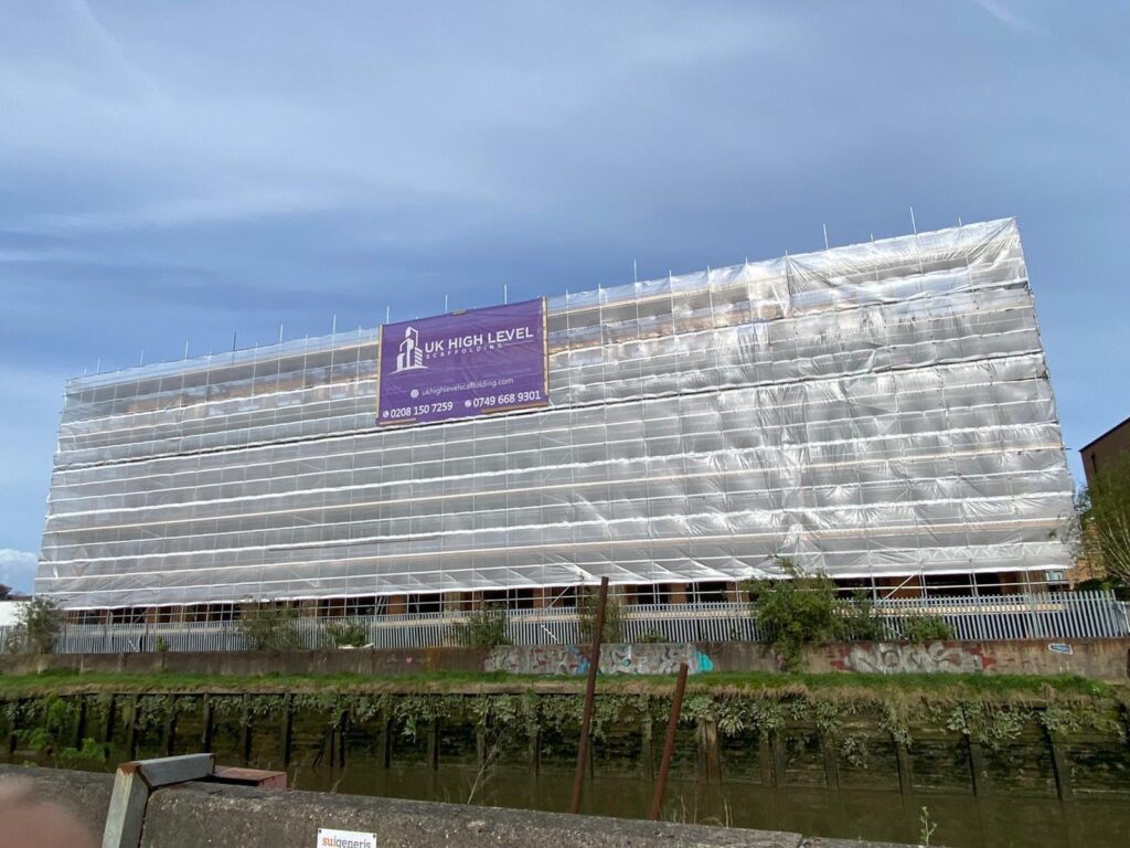 Building with scaffolding